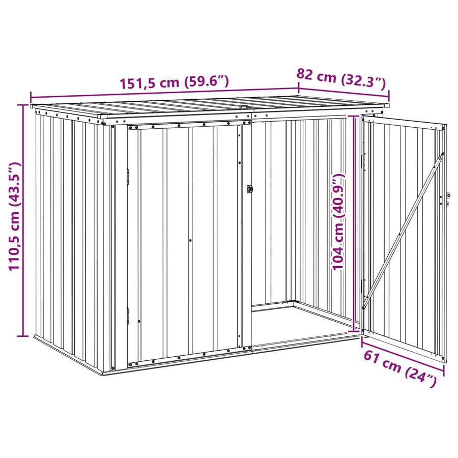 Tuinopslagdoos Zwart 151,5 x 82 x 110,5 cm Staal
