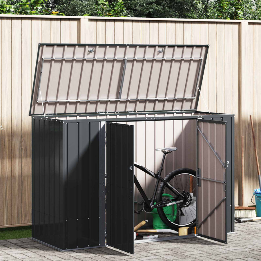 Tuinopslagdoos Zwart 214 x 82 x 132 cm Staal