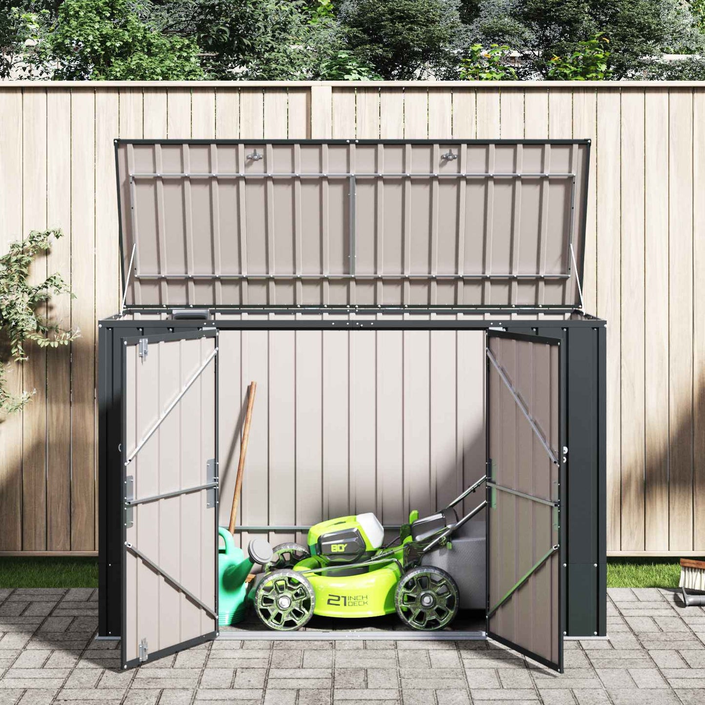 Tuinopslagdoos Zwart 214 x 82 x 132 cm Staal