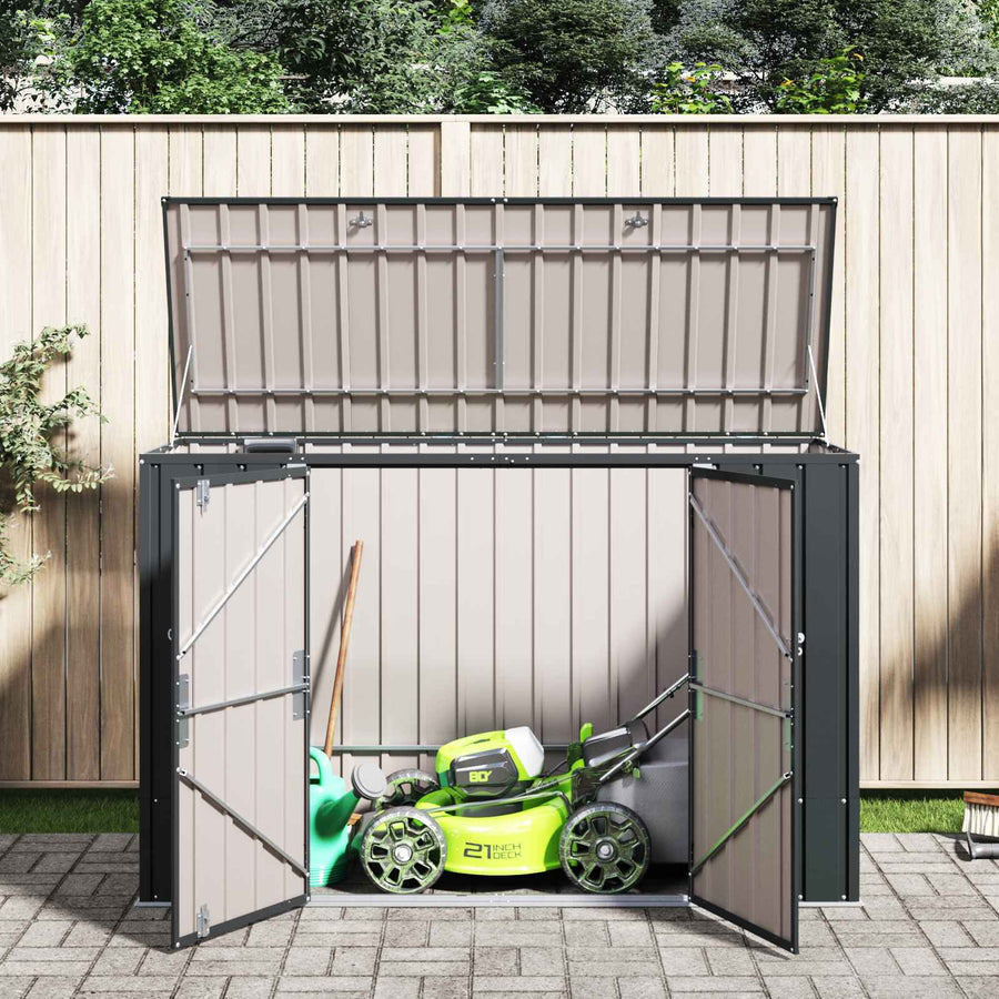 Tuinopslagdoos Zwart 214 x 82 x 132 cm Staal