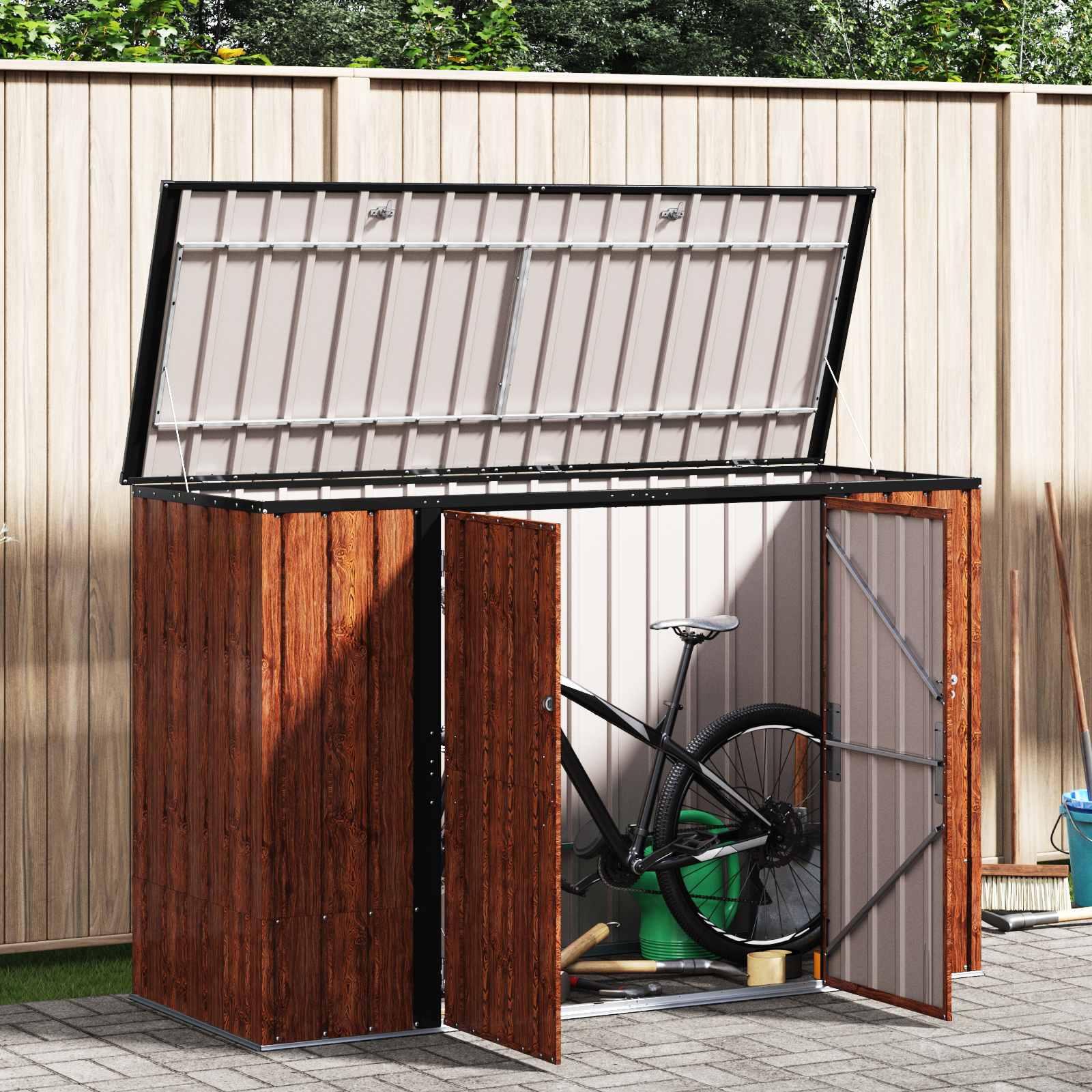 Tuinopslagdoos Bruin 214 x 82 x 132 cm Staal