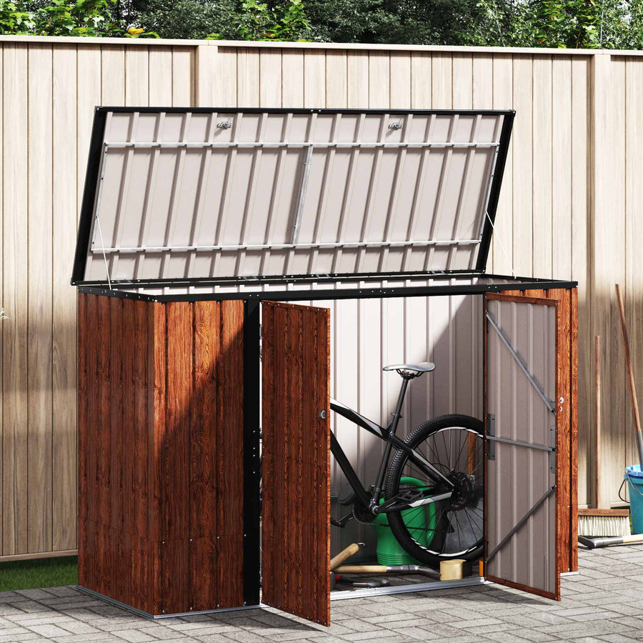 Tuinopslagdoos Bruin 214 x 82 x 132 cm Staal