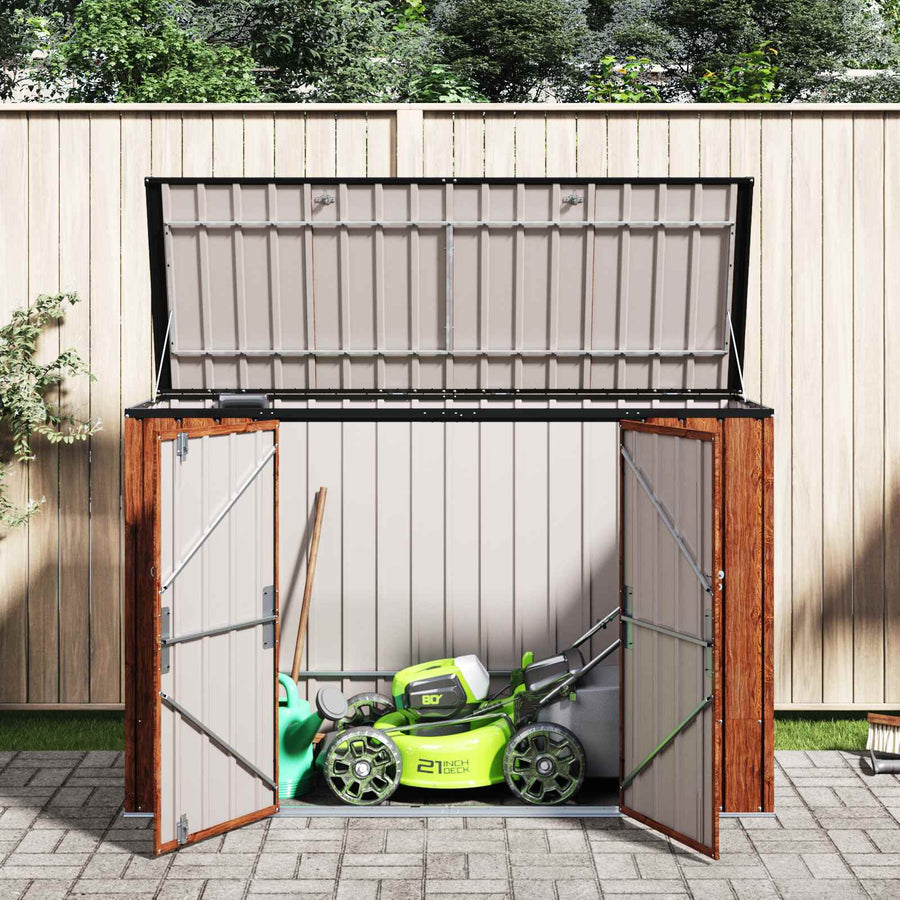 Tuinopslagdoos Bruin 214 x 82 x 132 cm Staal