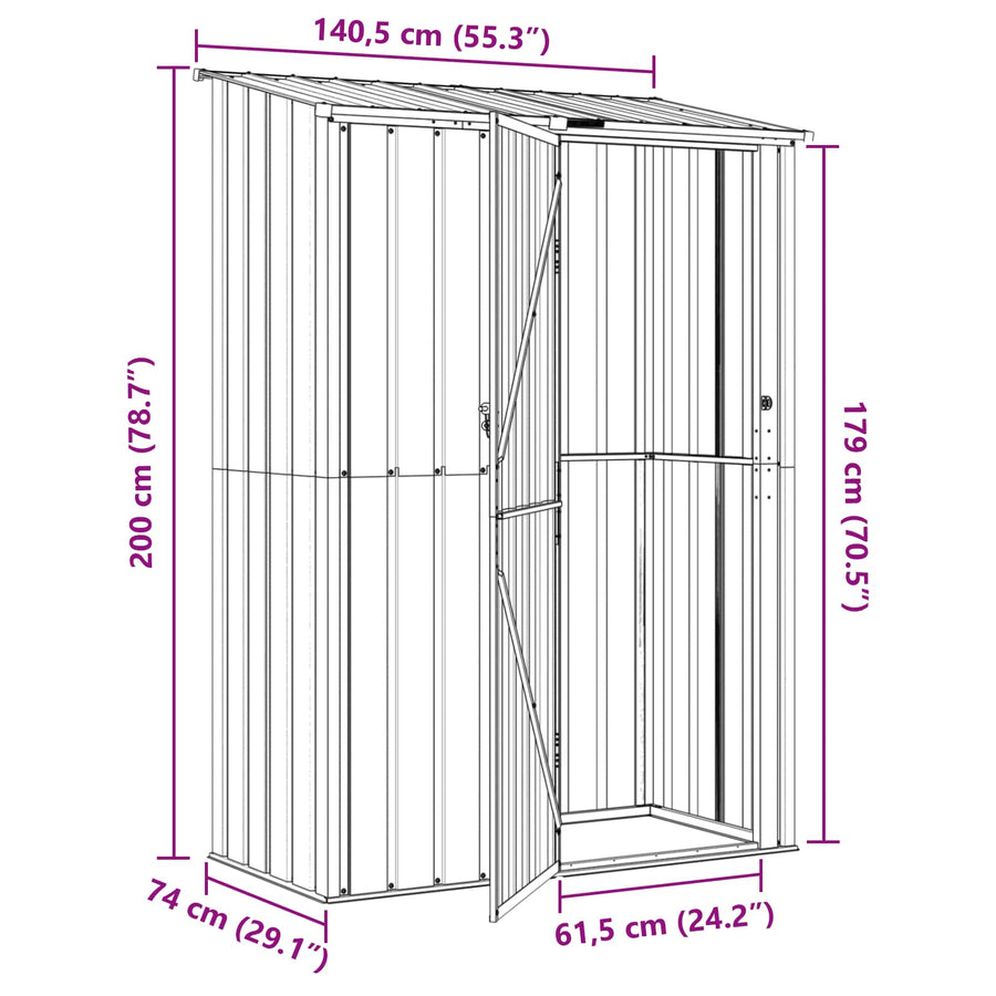 Tuinhuisjes Antraciet 140,5 x 74 x 200 cm Metaal