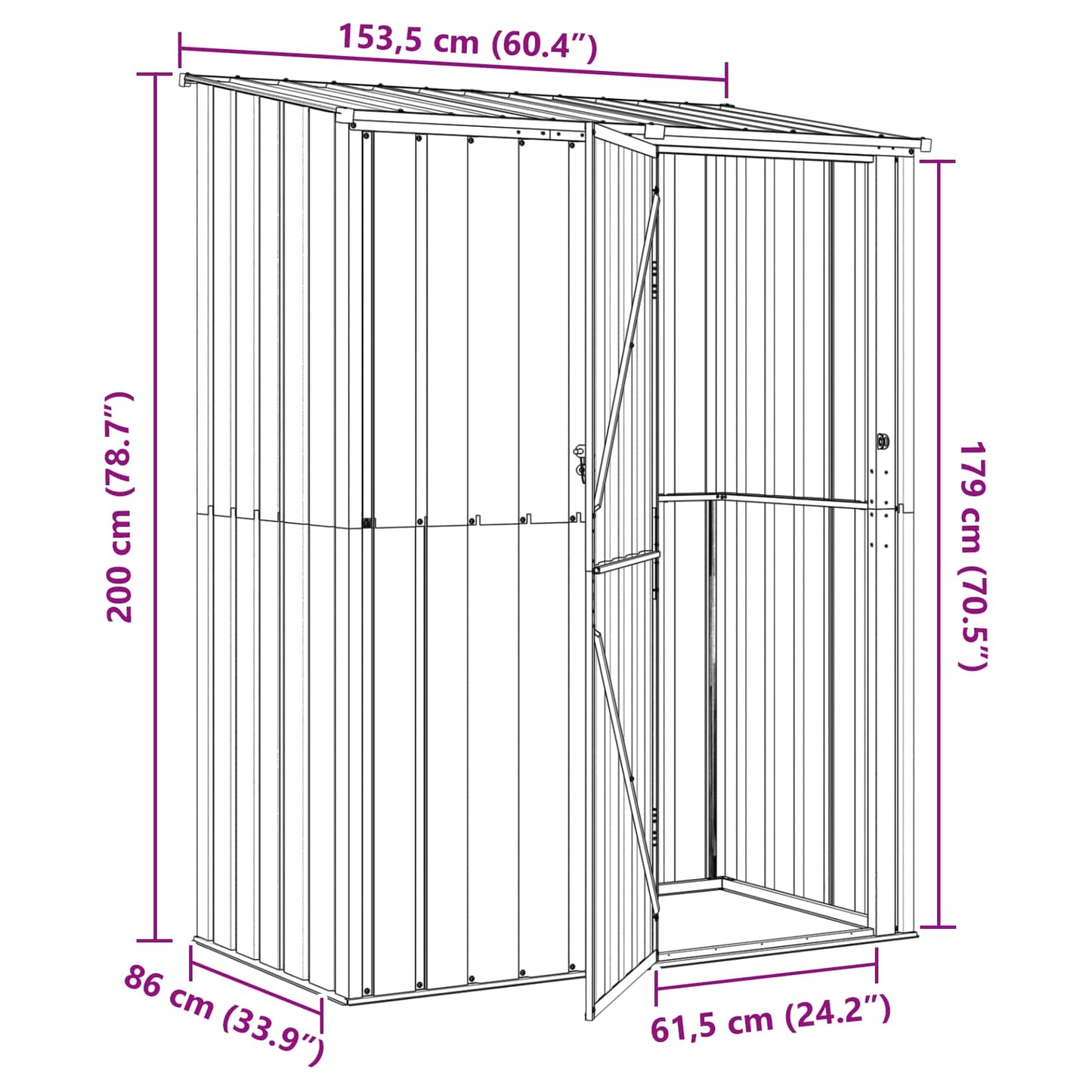 Tuinhuisjes Bruin 153,5 x 86 x 200 cm Metaal