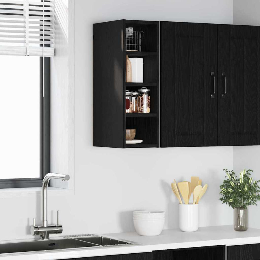 Hangkast Riga Zwart eiken 20 x 29,5 x 60 cm Bewerkt hout