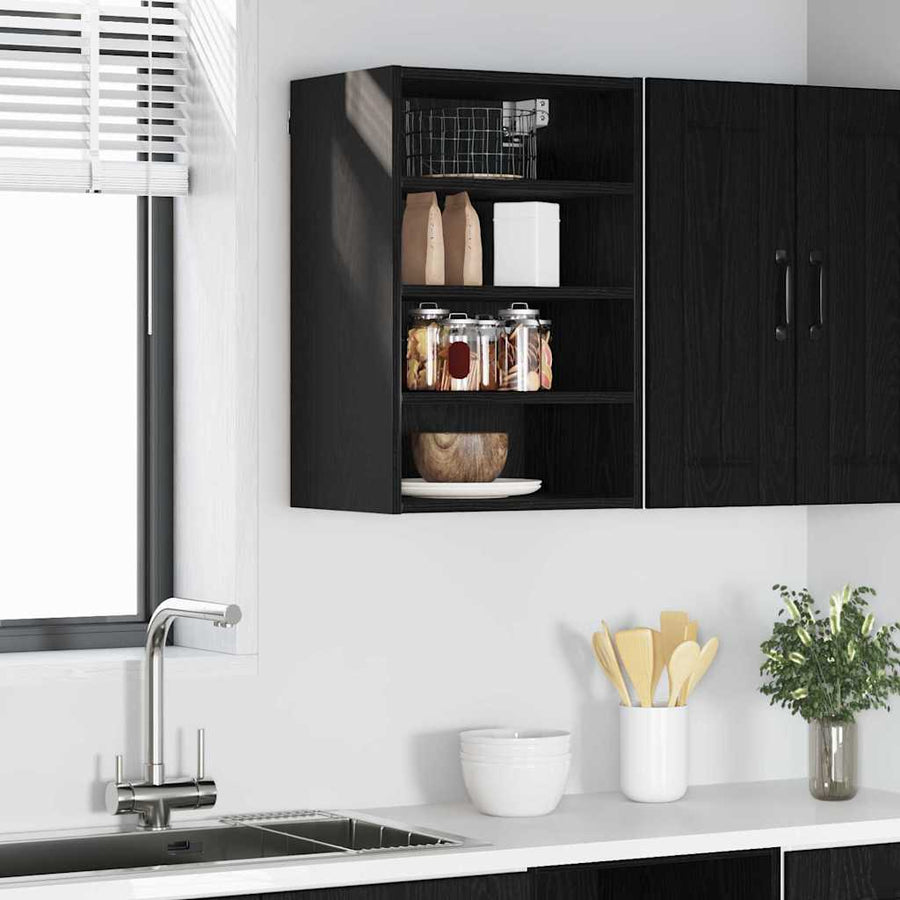 Hangkast Riga Zwart eiken 40 x 29,5 x 60 cm Bewerkt hout
