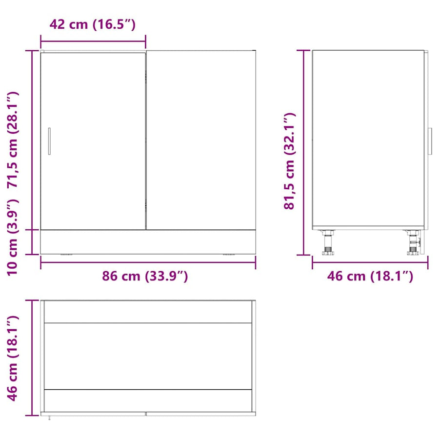 Keuken Hoek Onderkast Riga Zwart eiken 86 x 46 x 81,5 cm
