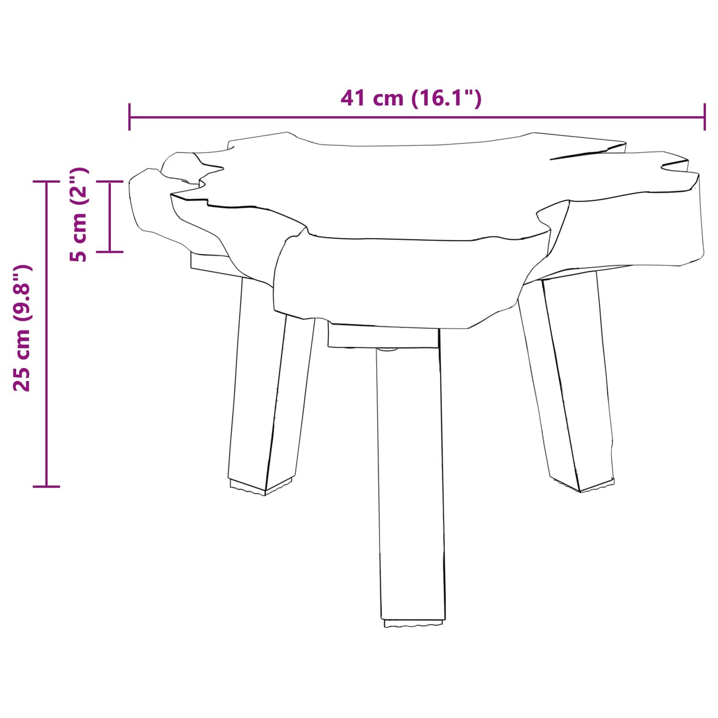 Nachtkastje Bruin 40 x 40 x 25 cm Massief Gerecycled Hout