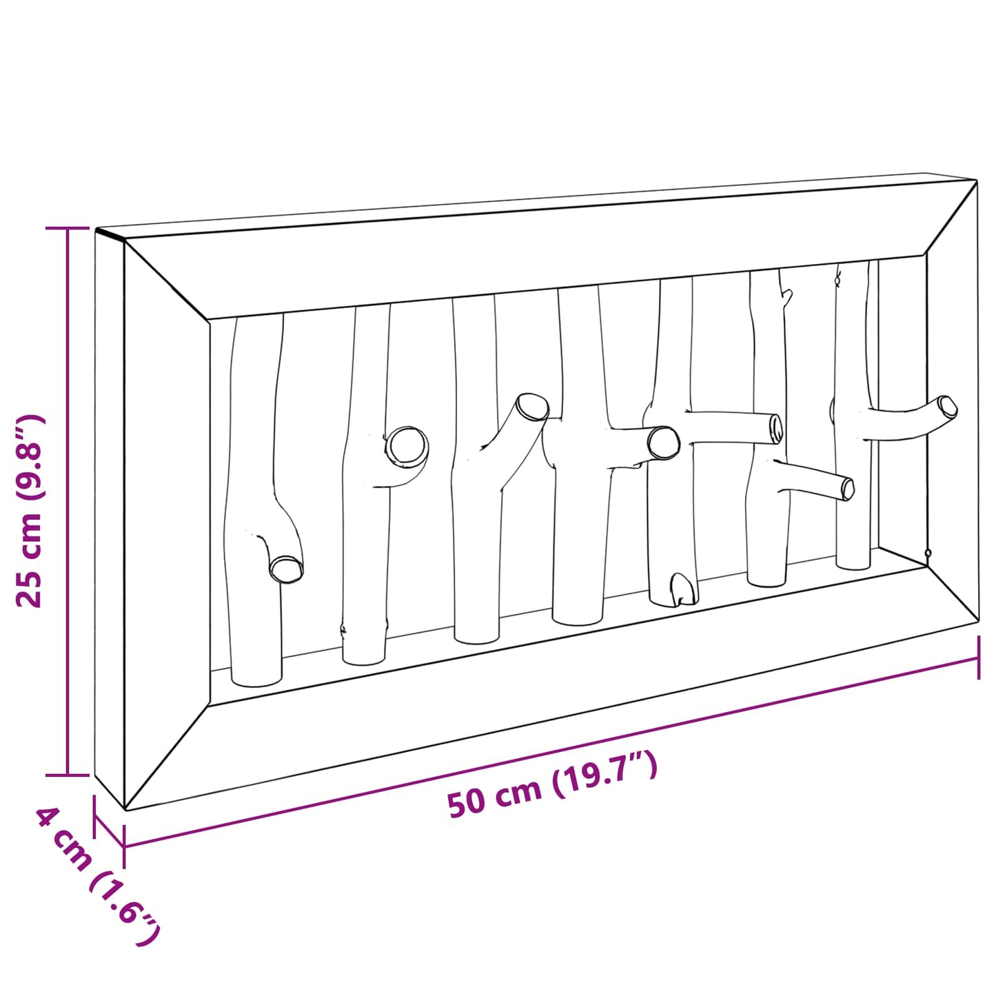 Hanger Bruin 50 x 11 x 25 cm Massief Mahoniehout