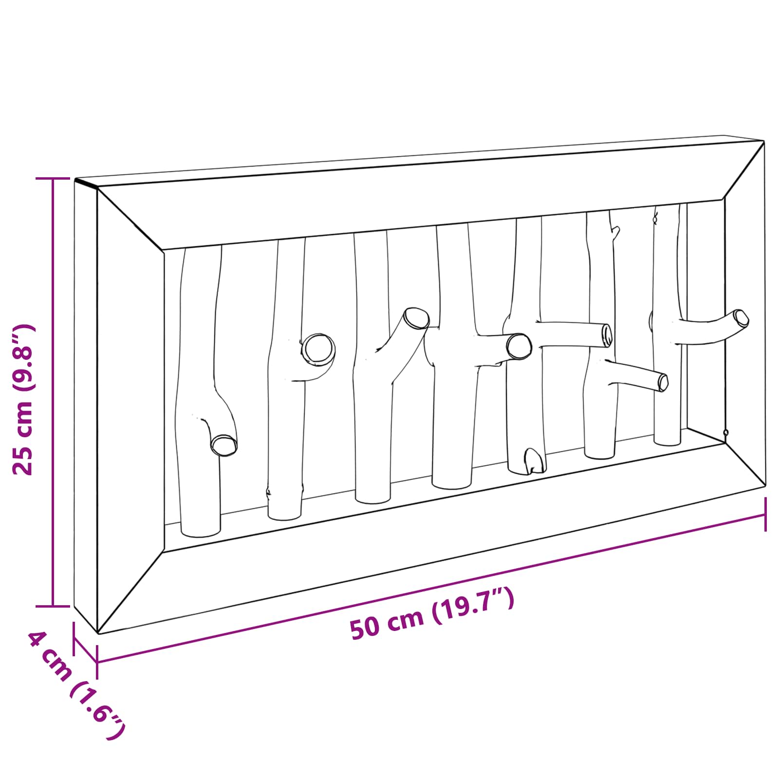 Hanger Bruin 50 x 11 x 25 cm Massief Mahoniehout