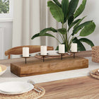 Candle Holder Natural 50 x 15 x 10 cm Solid Teak
