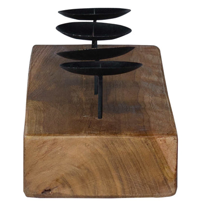 Kaarsenhouder Naturel 50 x 15 x 10 cm Massief teakhout