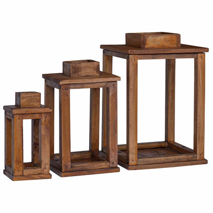 Lantaarn 3 pcs Naturel Mahoniehout