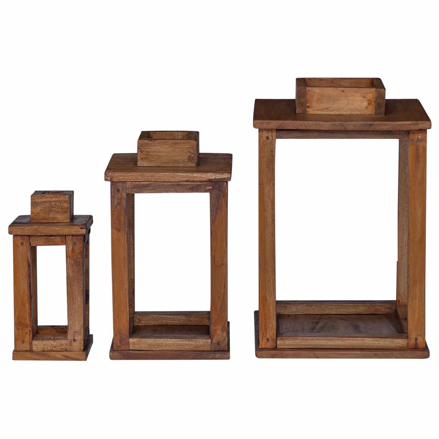 Lantaarn 3 pcs Naturel Mahoniehout