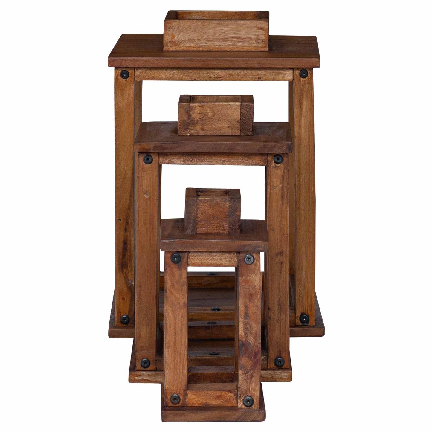 Lantaarn 3 pcs Naturel Mahoniehout