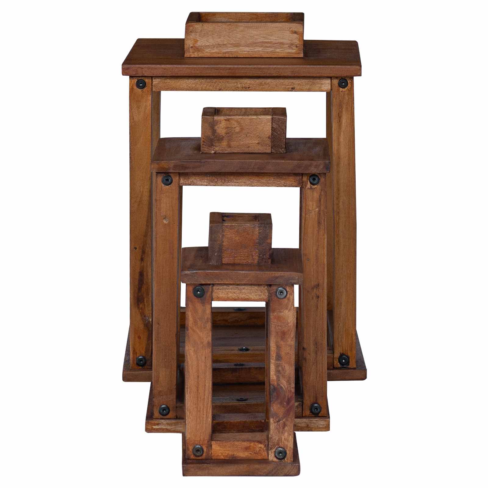 Lantaarn 3 pcs Naturel Mahoniehout