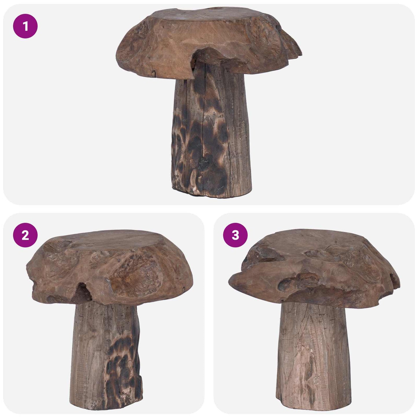 Kruk Naturel 35 x 35 x 35 cm Massief Teakhout