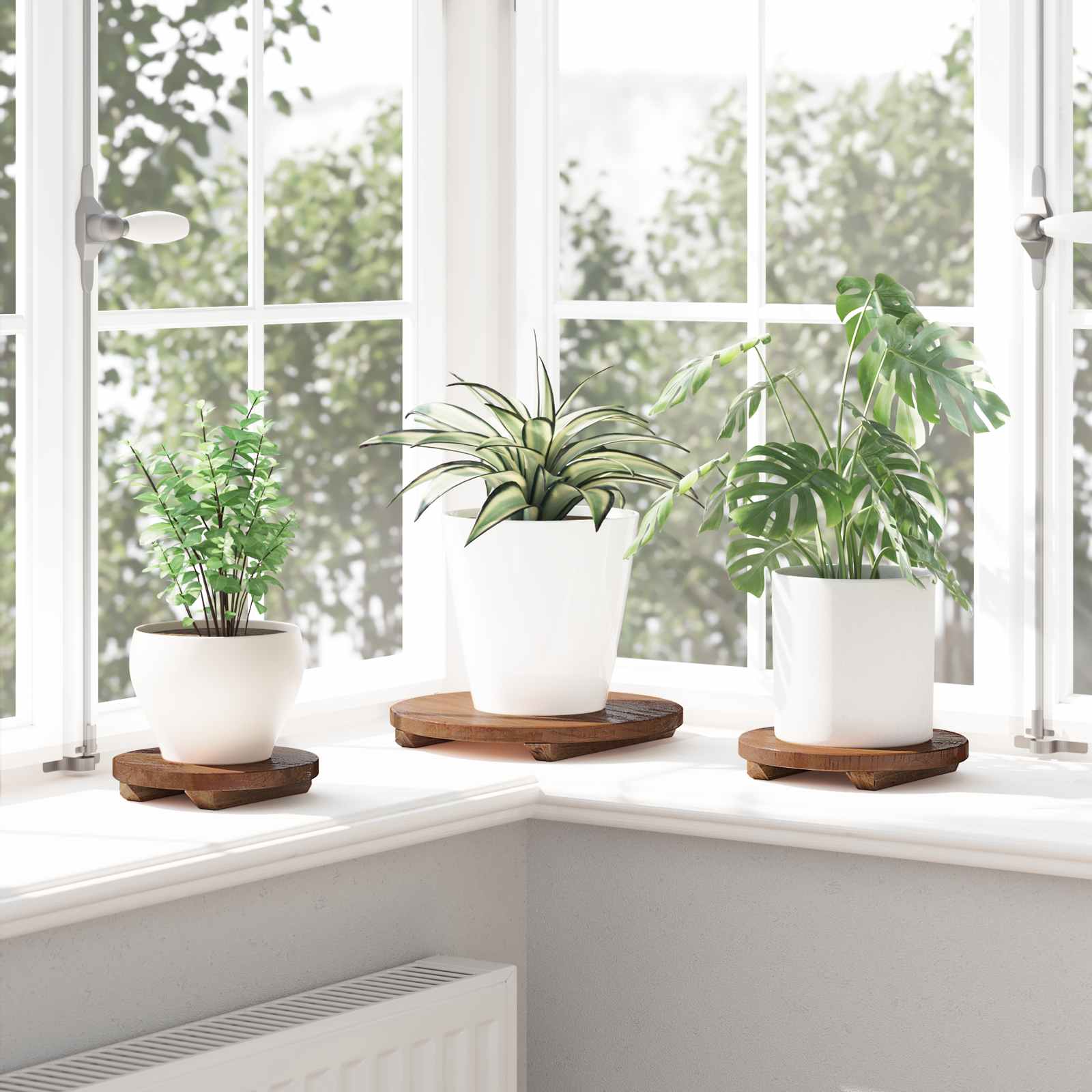 Plant Stool 3 pcs Bruin Mahoniehout