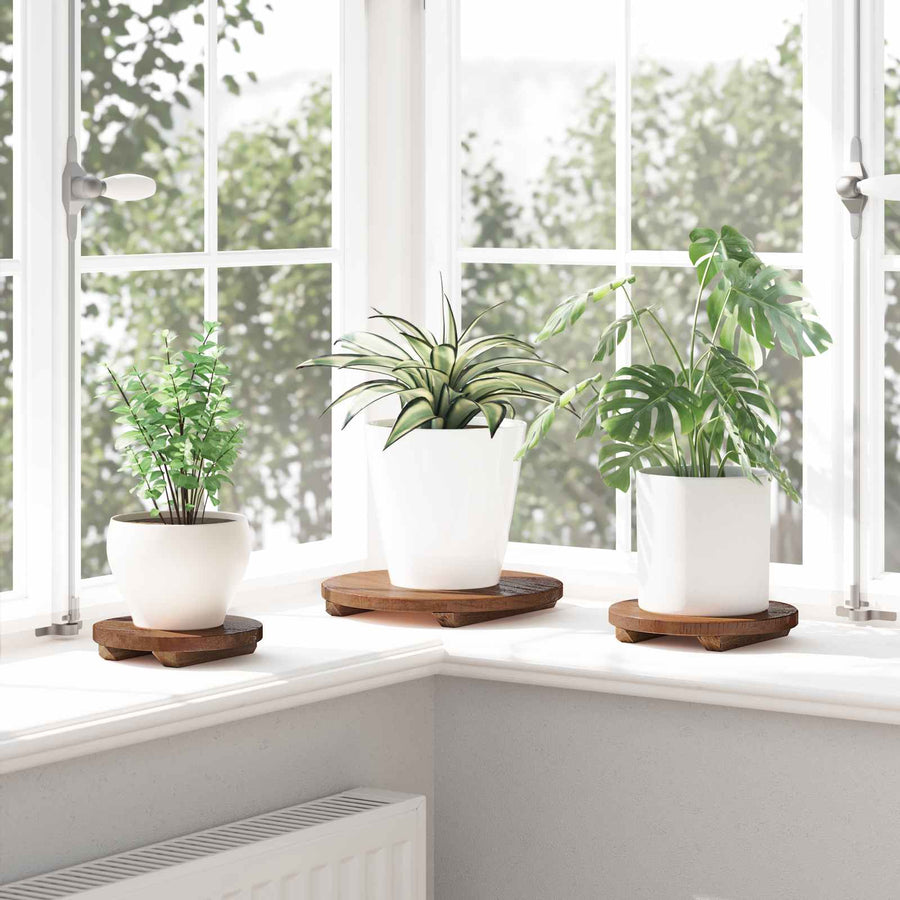 Plant Stool 3 pcs Bruin Mahoniehout