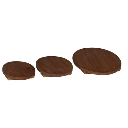 Plant Stool 3 pcs Bruin Mahoniehout