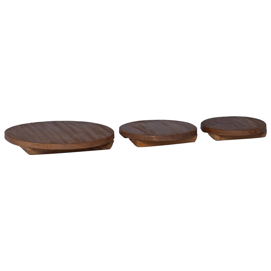Plant Stool 3 pcs Bruin Mahoniehout