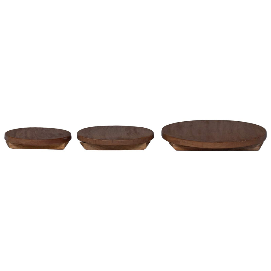 Plant Stool 3 pcs Bruin Mahoniehout