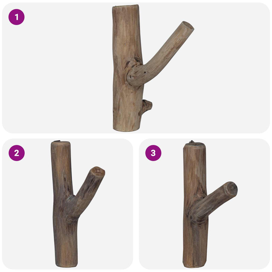 Haak Bruin 4 x 4 x 14 cm Massief Gerecycled Hout