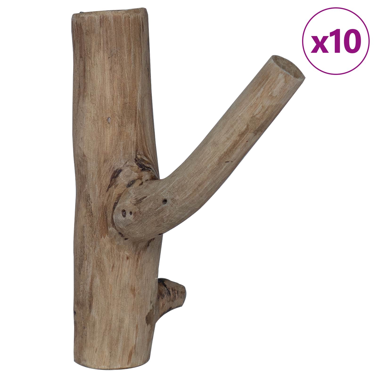 Haak Bruin 4 x 4 x 14 cm Massief Gerecycled Hout