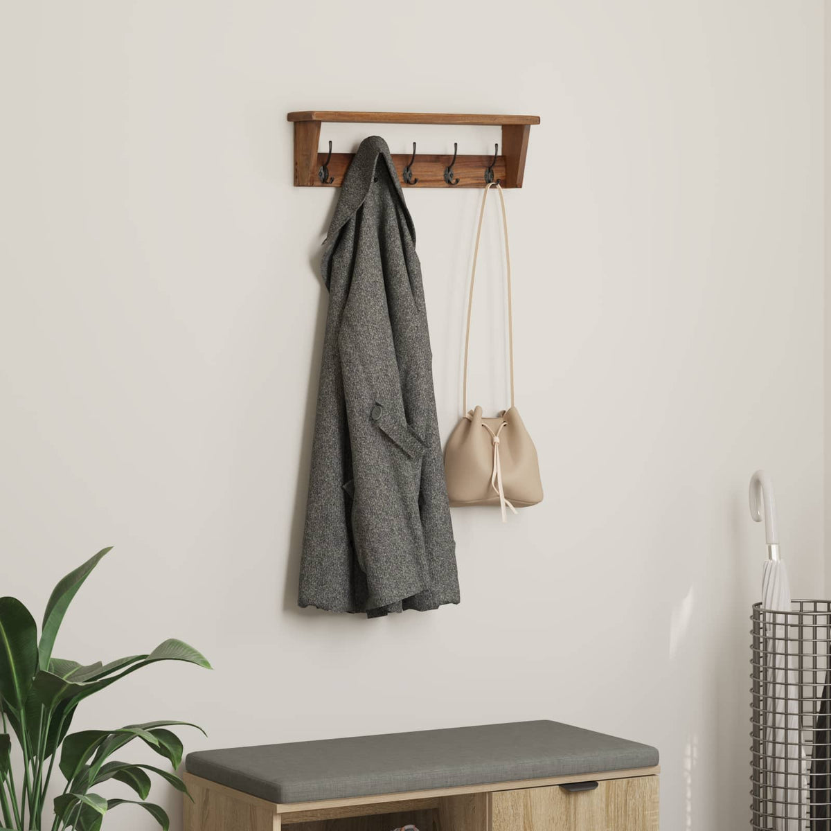 Hanger Bruin 50 x 10 x 14 cm Massief Mahoniehout