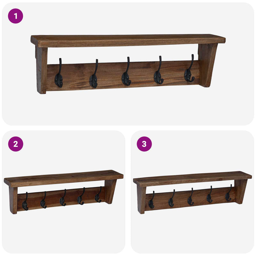 Hanger Bruin 50 x 10 x 14 cm Massief Mahoniehout