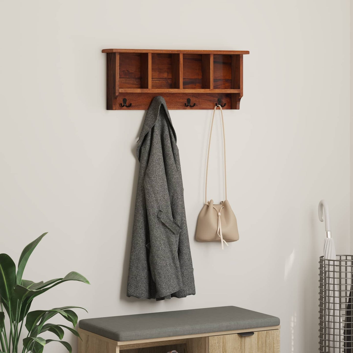 Hanger Bruin 70 x 11 x 27 cm Massief Mahoniehout