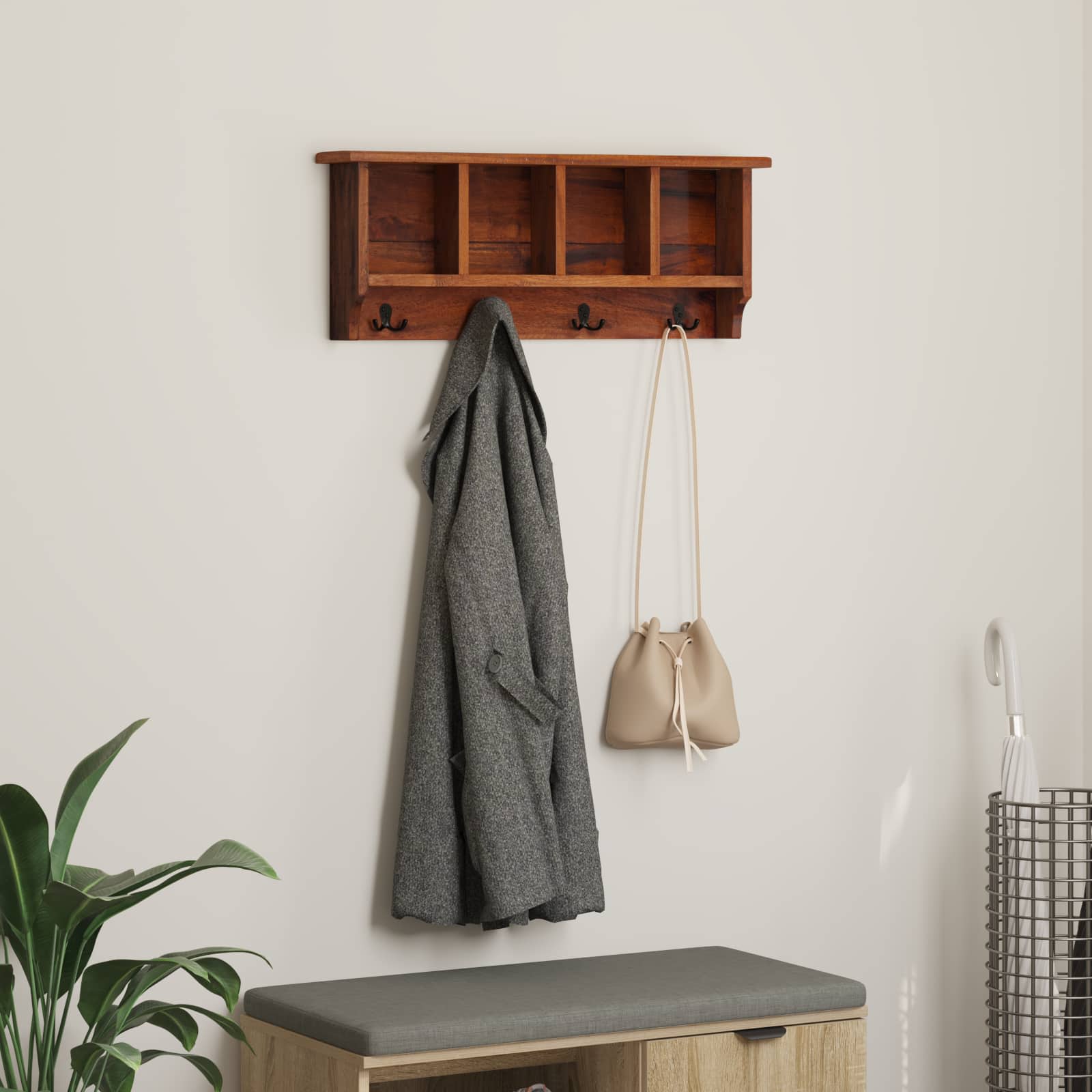 Hanger Bruin 70 x 11 x 27 cm Massief Mahoniehout