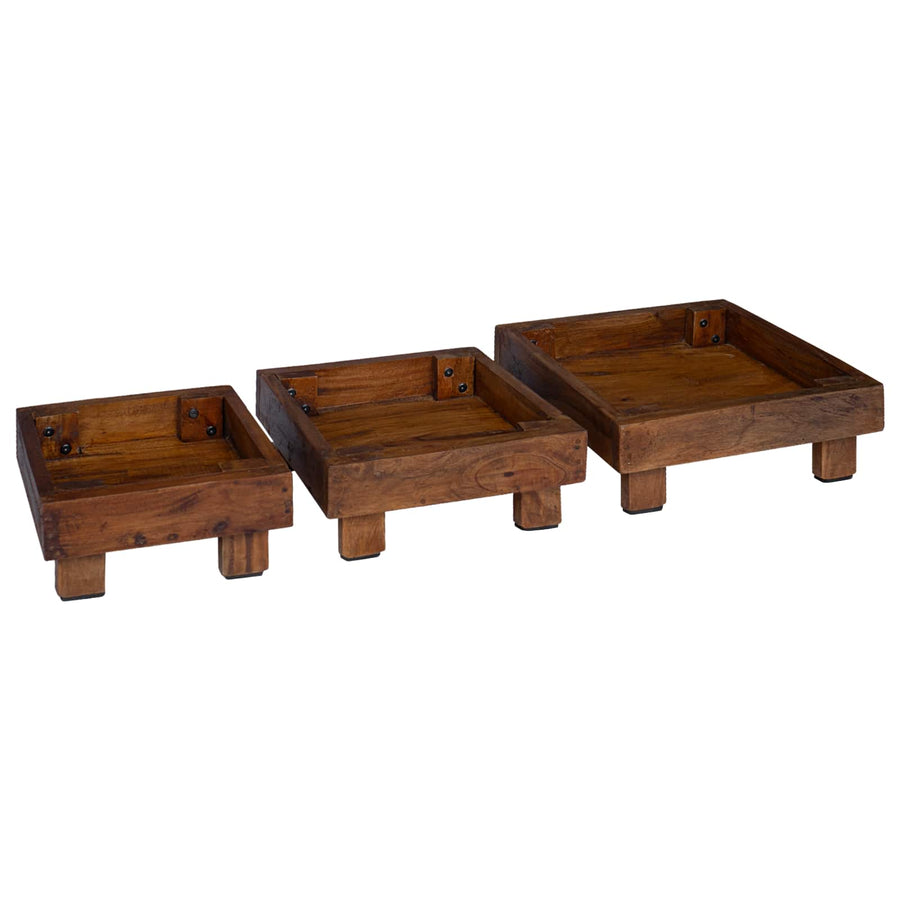 Plantenstandaard 3 pcs Bruin Mahoniehout