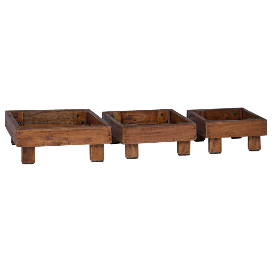 Plantenstandaard 3 pcs Bruin Mahoniehout