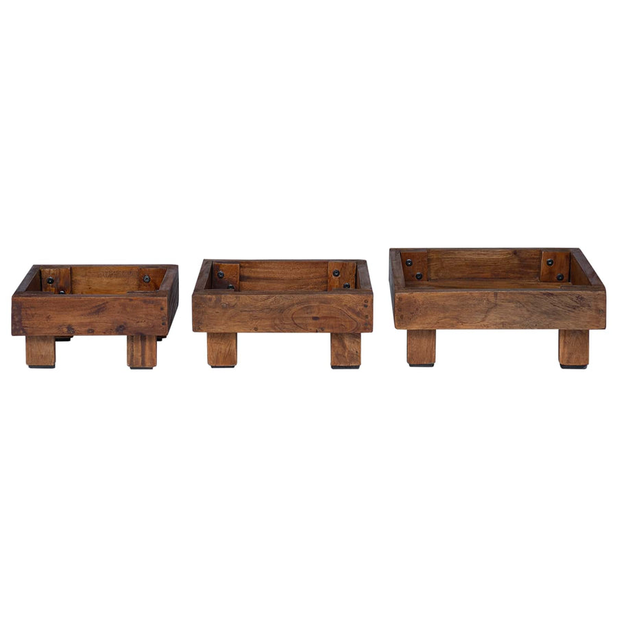 Plantenstandaard 3 pcs Bruin Mahoniehout
