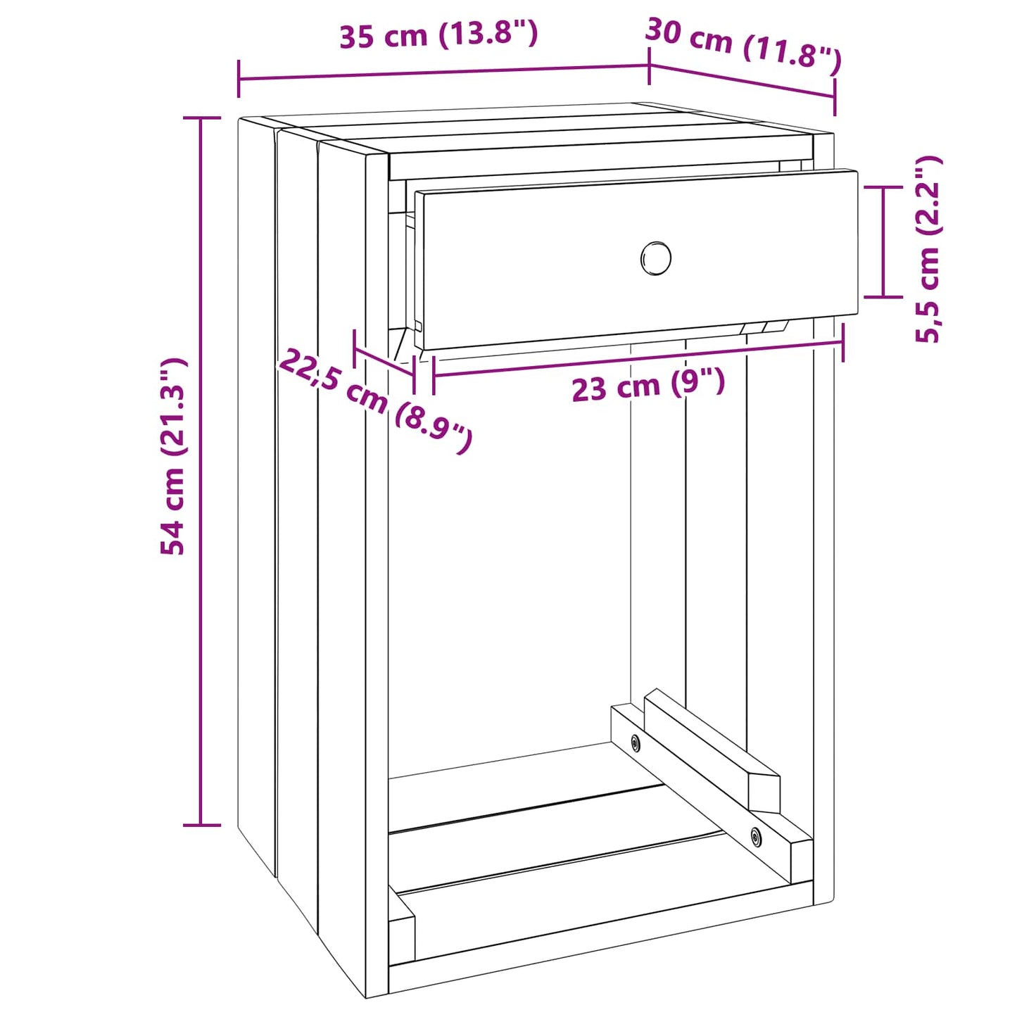 Nachtkastje met lade Bruin 63 x 30 x 79 cm Massief Mahoniehout
