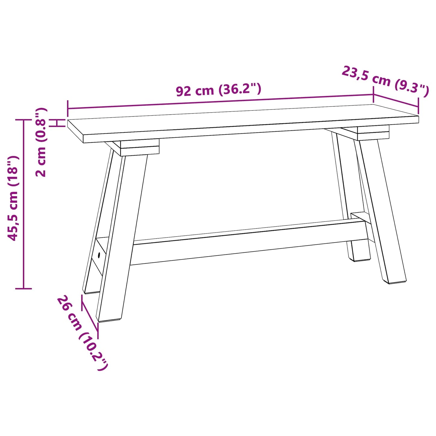 Bank Naturel 93 X 26 X 45 Cm Mahoniehout