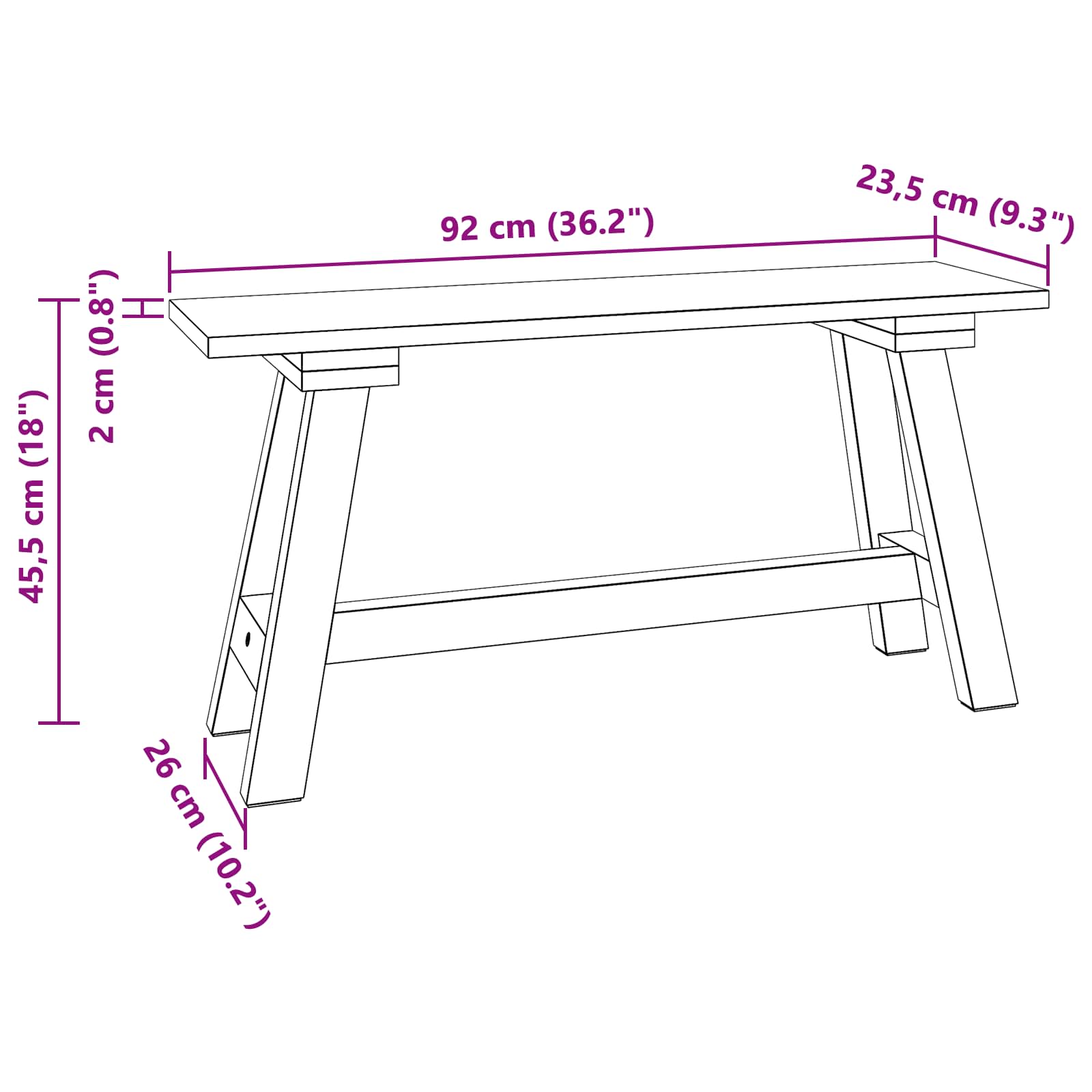 Bank Naturel 93 X 26 X 45 Cm Mahoniehout