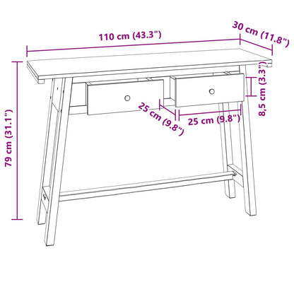 Bureau met lade Bruin 110 x 30 x 79 cm Massief Mahoniehout