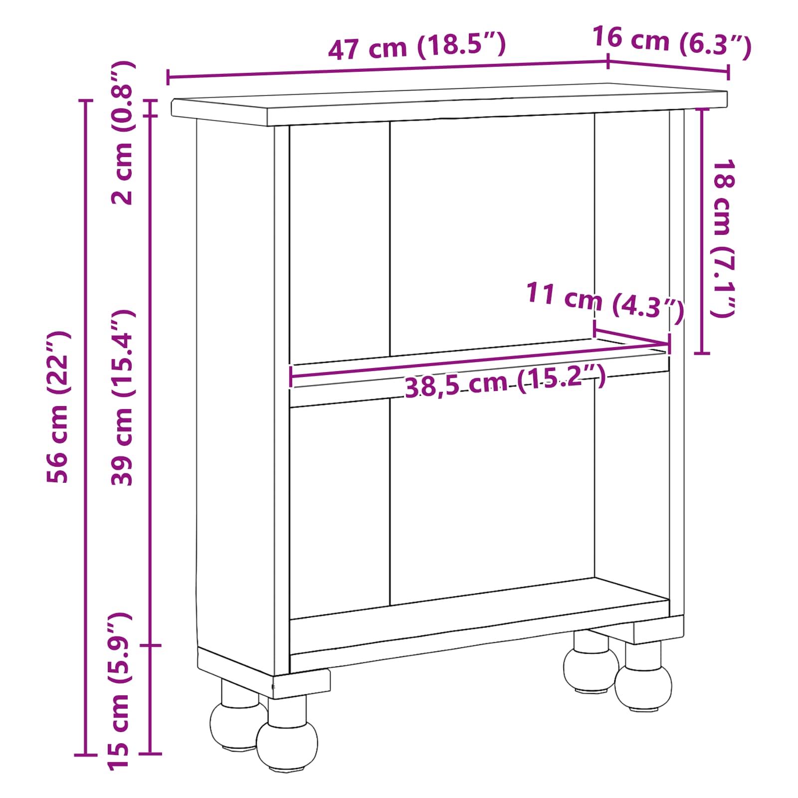 Rekken met plank Bruin 47 x 16 x 55 cm Massief Mahoniehout