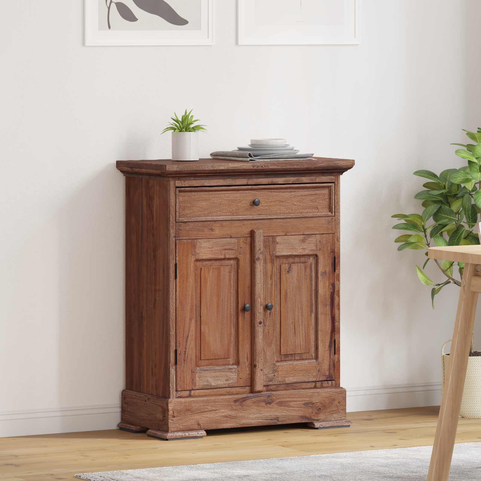 Opbergkast 63 x 30 x 79 cm Massief Mahoniehout