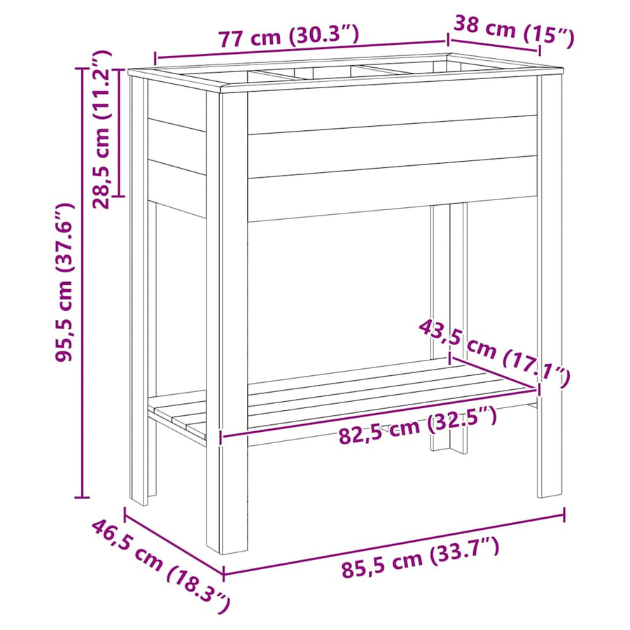 Hoge Planter Bruin 85,5 x 46,5 x 96 cm Geïmpregneerd grenenhout