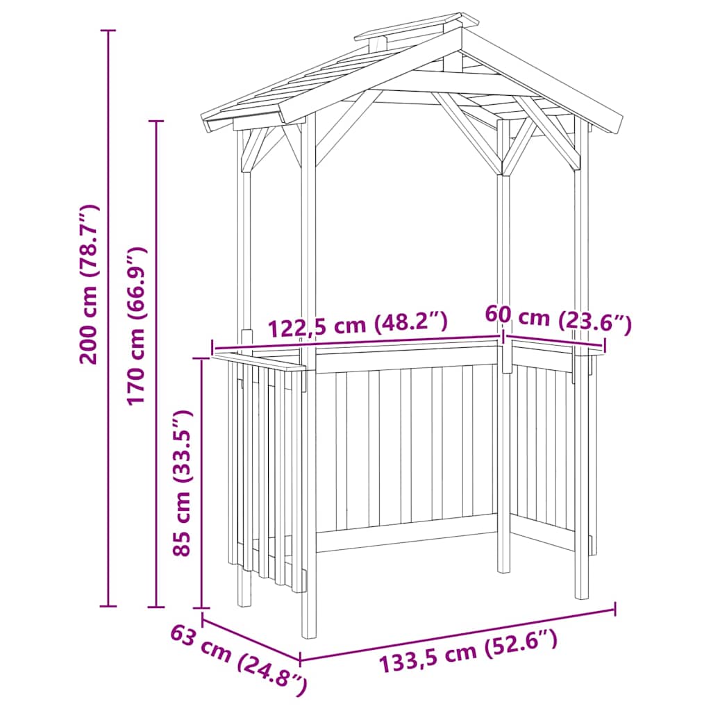 BBQ Schuur 133,5x63x200 cm Geïmpregneerd Grenenhout