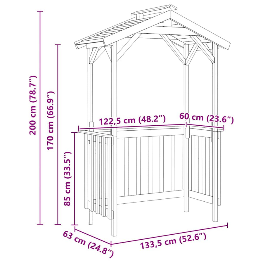 BBQ Schuur 133,5x63x200 cm Geïmpregneerd Grenenhout
