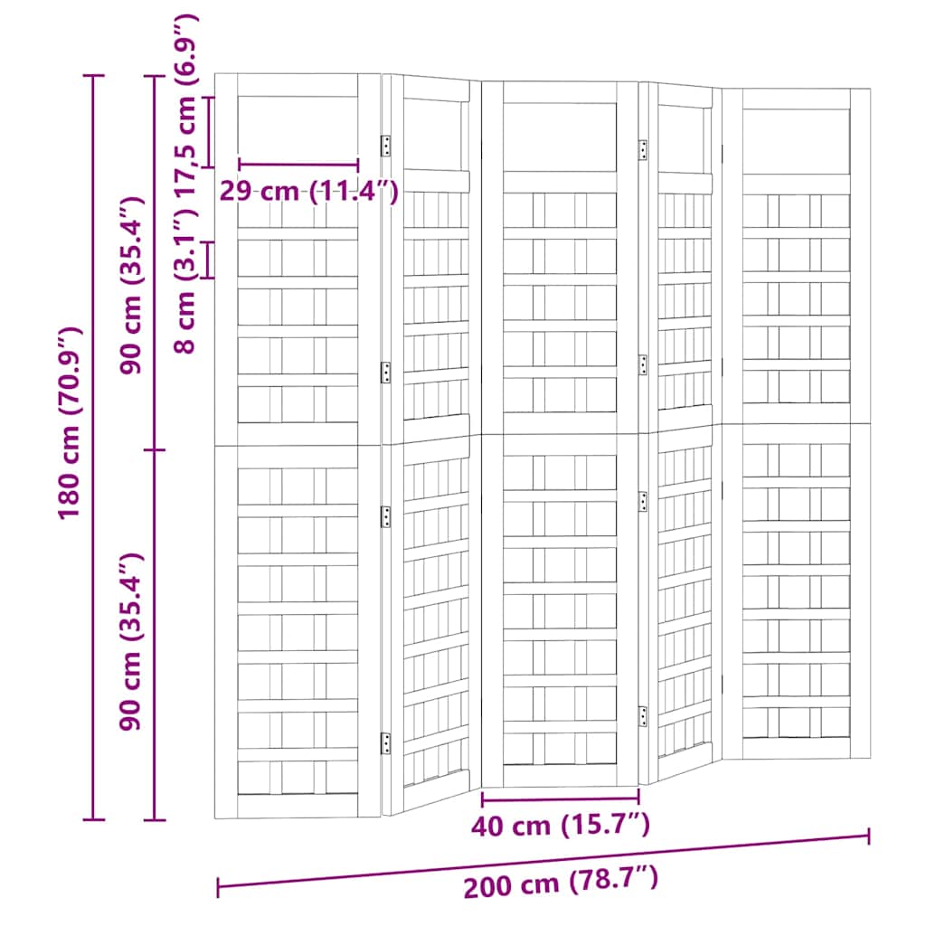 Buitenscherm voor Privacy 5 pcs Bruin 200 x 180 cm