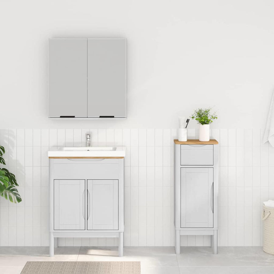 Badkamermeubelset met lade 2 pcs Wit Massief grenenhout