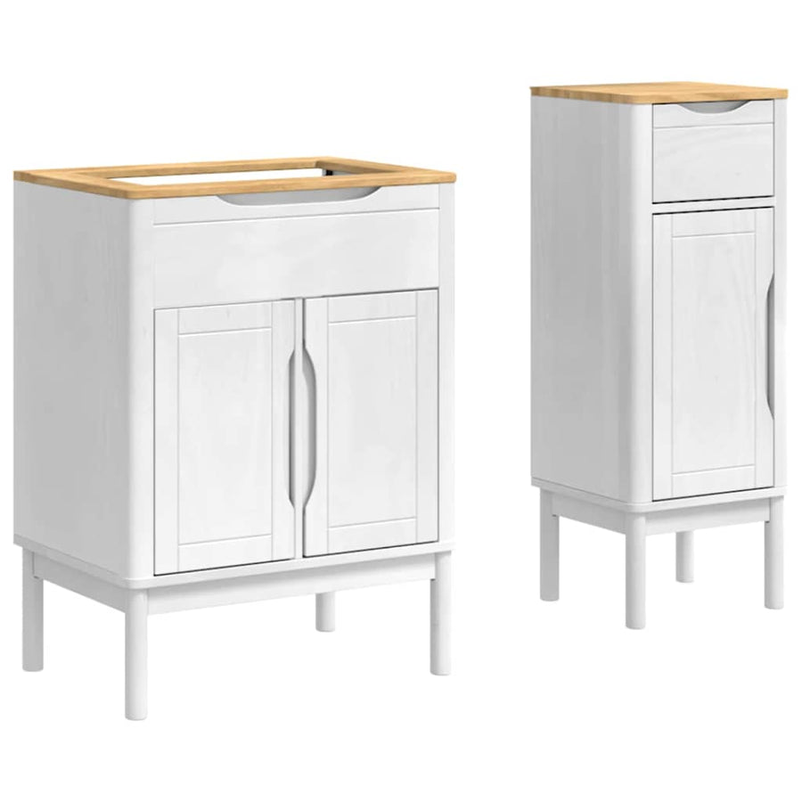 Badkamermeubelset met lade 2 pcs Wit Massief grenenhout