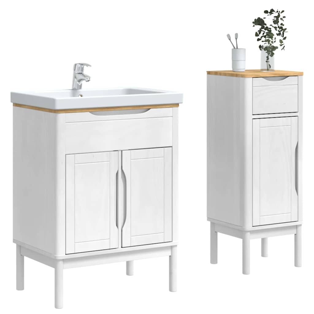 Badkamermeubelset met lade 2 pcs Wit Massief grenenhout