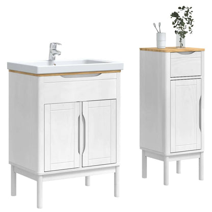 Badkamermeubelset met lade 2 pcs Wit Massief grenenhout